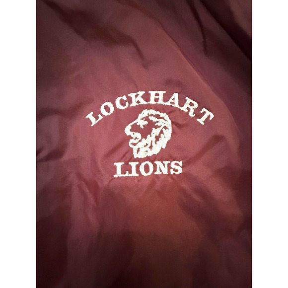 Vintage 90s Varsity Bomber Jacket Mens Large Maroon Snap Front Made USA Texas - Picture 2 of 7